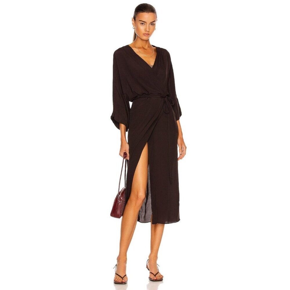 HAIGHT. Knot Dress in Black Medium New Womens 2 pc Set Sarong Kimono